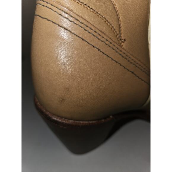 Vintage ACME Boots Pull On Heeled Tan Leather Women's 7.5 Medium - Picture 10 of 12